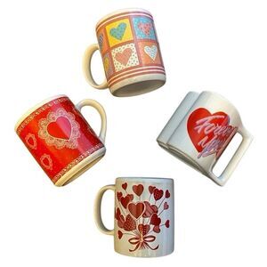 Vintage coffee mug bundle Valentine’s Day Avon heart shaped mugs cottage granny